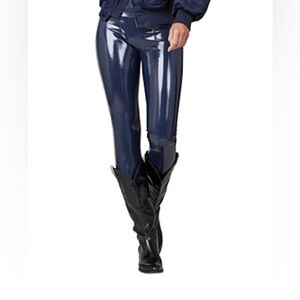 Spanx Faux Patent Leather Navy Leggings